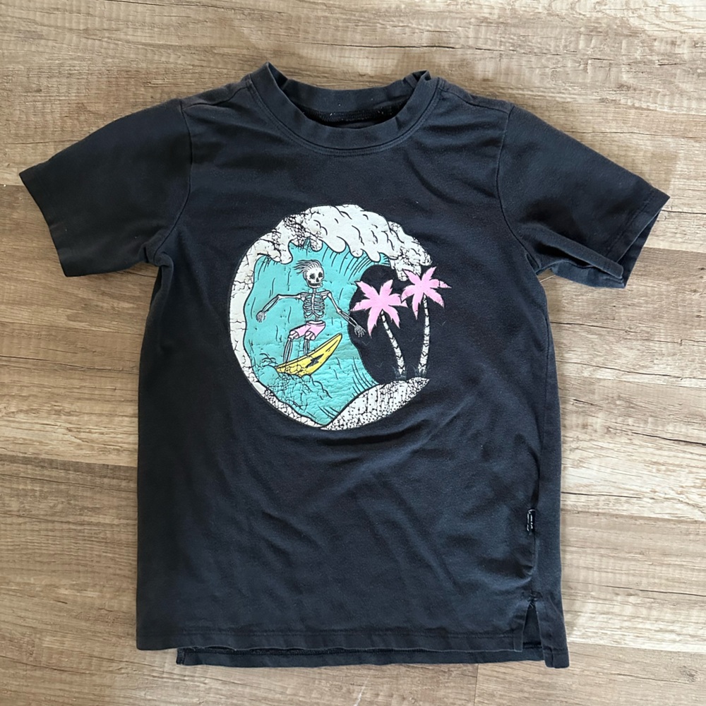 Rags Surfing Skelly black Tshirt size 3/4